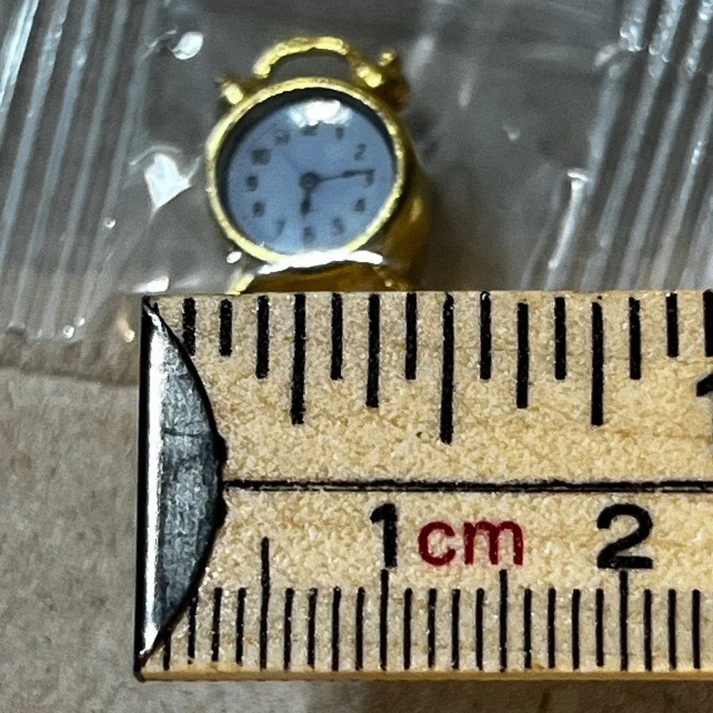 1:12 Miniature Alarm Clock Gold Vintage Style Dollhouse Decor Accessory